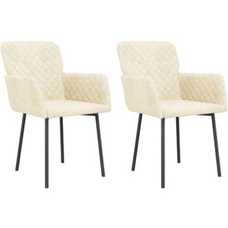 vidaXL Sillas De Comedor 2 Unidades Terciopelo Crema Vidaxl