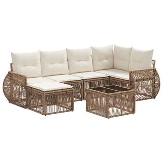 vidaXL Conjunto De Sof&aacute;s De Jard&iacute;n 7 Pcs Beige Y Blanco Crema Vidaxl