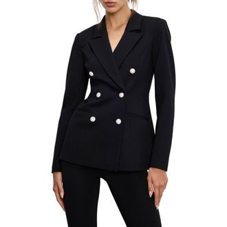 Good American Embellished Double Breasted Blazer in Black001 at Nordstrom Rack, Size Medium