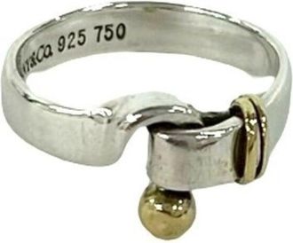Tiffany & Co. Gold Silver Yellow Gold (18K) Silver Band Ring (Pre-Owned)