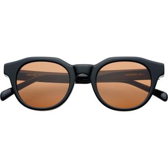 Freyrs Eyewear Cameron Round Sunglasses in Black /Brown at Nordstrom