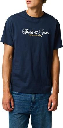 Rodd & Gunn Wendon Valley Embroidered Logo T-Shirt in Eclipse at Nordstrom, Size Xxx-Large