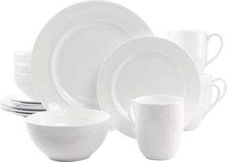 Gibson Home 16 Piece Embossed Bone China Dinnerware Set in White at Nordstrom