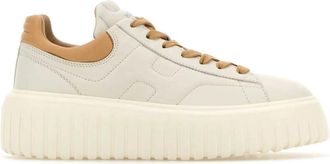 Hogan Leren Gestreepte Platform Sneakers - Dames - Sneakers - Beige - 39 EU - Leer - Schoenen