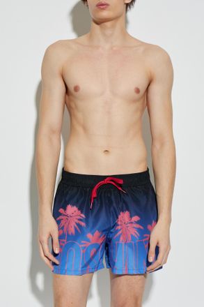 Moschino Printed Swim Shorts, Mens, Navy Blue