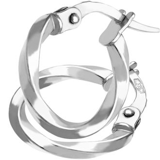 Diamant L'éternel Womens 9ct White Gold Petite Twisted Hoop Earrings of 10mm Diameter - One Size
