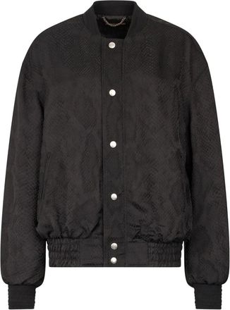 Roberto Cavalli python-print bomber jacket - Black