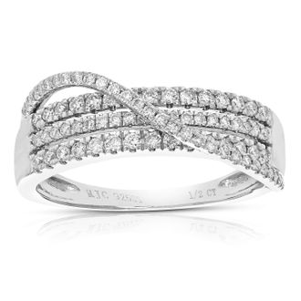 Vir Jewels 1/2 cttw Lab Grown Diamond Wedding Band in Sterling Silver For Women