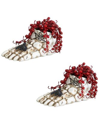 Nearly Natural 3In Artificial Halloween String Of Pearls In Skeleton Foot Planter, Set Of 2