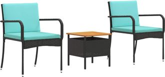 vidaXL Conjunto De Jard&iacute;n Negro Rat&aacute;n Sint&eacute;tico Vidaxl