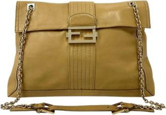 Fendi Pre-owned Shoulder Bags, female, Beige, Size: ONE SIZE Pre-owned Leather 2way Shoulder Bag