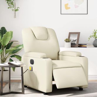 vidaXL Vidaxl - Sill&oacute;n De Masaje Reclinable El&eacute;ctrico Cuero Sint&eacute;tico Crema