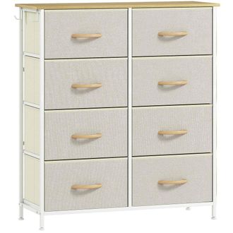 HOMCOM Cajonera de tela 86x30x94.5 cm beige
