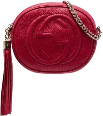 Gucci Pre-owned Leather gucci-bags - Dames - Vintage Schoudertas - Rood - ONE Size - Vintage
