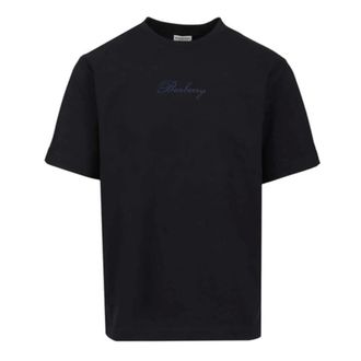 Burberry T-Shirts, male, Blue, Size: 2XL Cotton Logo Embroidery T-Shirt
