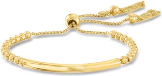 Ross-Simons Italian 18kt Yellow Gold Over Sterling Silver Beaded Bolo Bracelet