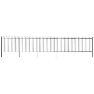 Berkfield Home Garden Fence with Hoop Top Steel 8.5x1.5 m Black