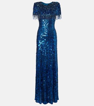 Jenny Packham Embellished fringed gown