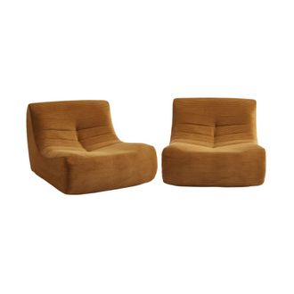 Sweeek Sof&aacute; envasado al vac&iacute;o modular de pana, 2 plazas, mostaza