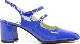 Carel Ballerinas met verstelbare bandjes en glitterapplicaties - Dames - Pumps - Blauw - 37 EU - Leer - Schoenen