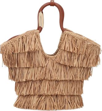 Zimmermann Goldentime Layered Fringes Raffia Bag Handbag