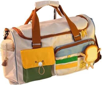 Generic Compatible For Lightweight Large Capaci Travel Bag Womens Handheld Fitn Faionable Trendy Polyester(Beige)