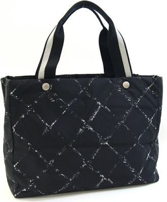 Chanel Travel Line Black Nylon Tote Bag (Pre-Owned)