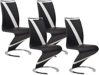 VENTE-UNIQUE.COM Set de 4 sillas piel sint&eacute;tica negro