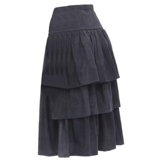 Comme Des Gar&ccedil;ons Comme des Garcons grey wool corset lace tiered skirt