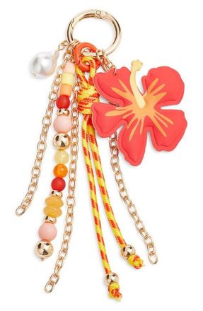Chelsea28 Hibiscus Beaded Bag Charm in Pink Multi- Gold at Nordstrom