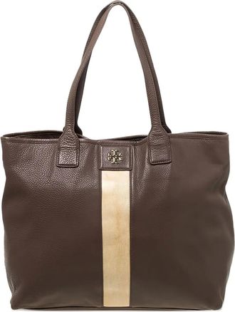 Tory Burch Borsa tote a righe - Brown