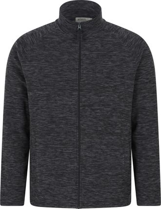 Mountain Warehouse Snowdon Mens Full Zip Fleece - Midlayer Pullover, Breathable Jacket, Soft Outerwear, Smooth Fleece Top - For Spring Summer, Travelling Black 2XL