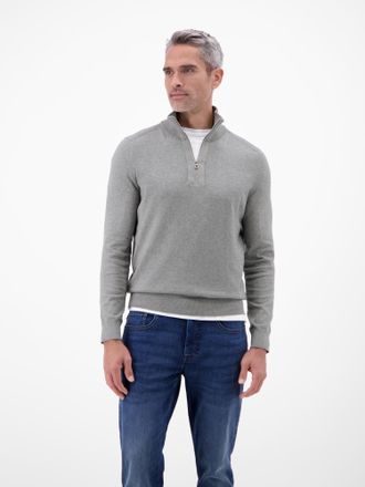 Lerros Troyer LERROS Flachstrickpullover mit Troyerkragen, Herren, Gr. XXL, platinum grau melange, 100% Baumwolle, ohne Ausschnitt, Pullover Troyer