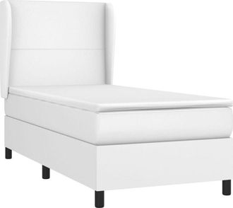vidaXL Vidaxl - Cama Box Spring Con Colch&oacute;n Cuero Sint&eacute;tico Blanco 80x200 Cm