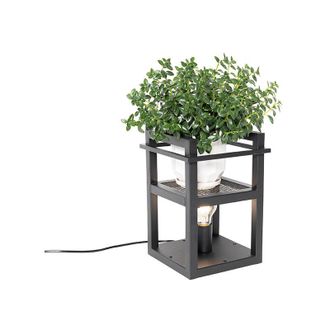 QAZQA Qazqa Industrial L&aacute;mpara De Mesa Industrial Negra - Cage Rack Acero Rectangular Adecuado Para Led Max. 1 X 60 Watt