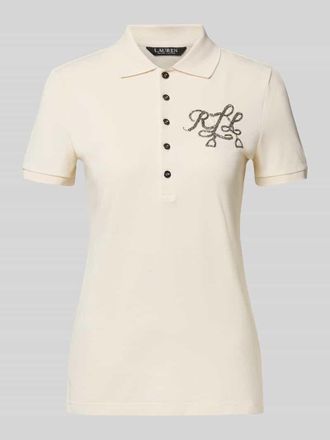 Lauren Ralph Lauren Slim Fit Poloshirt mit Logo aus Perlen Modell KIEWICK in Ecru, Gr&ouml;&szlig;e S
