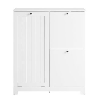 SoBuy Cesto para ropa sucia con 2 cajones blanco 78x38x90cm moderno