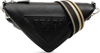 Prada Borsa a tracolla in pelle Saffiano con logo 2013-2025 - Nero