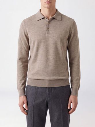 Brioni Long-Sleeved Polo Shirt in Cashmere and Silk