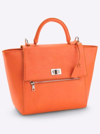 Heine Henkeltasche HEINE, Damen, Gr. B/H/T: 42cm x 28cm x 11cm, orange, Polyurethan, unifarben, Taschen Henkeltasche