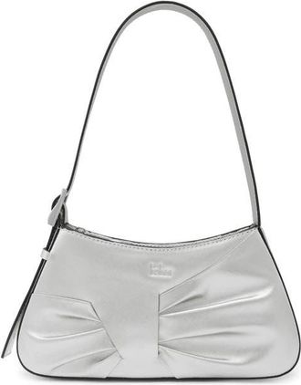 Behno Mini Leena Crosshatched Metallic Leather Shoulder Bag in Silver at Nordstrom