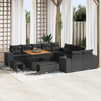 vidaXL Conjunto De Sof&aacute; De Jard&iacute;n 13 Pcs Negro 100 X 100 X 71 Cm Vidaxl