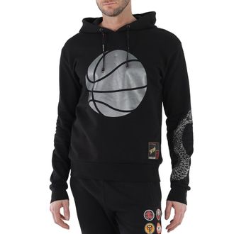 Roberto Cavalli Mens Black Basketball Print Cotton Hoodie, Size X-Large