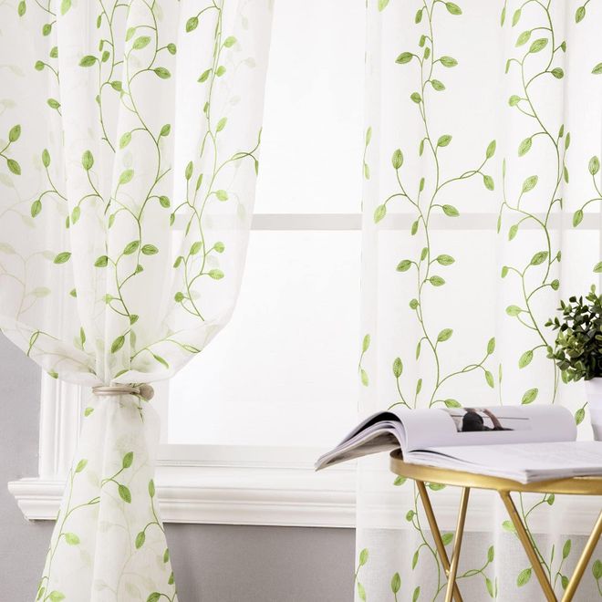 Miulee Sheer Vorhang Voile Blumen Stickerei Vorhänge mit Ösen transparent Gardine 2 Stücke Ösenvorhang Gaze paarig schals Fensterschal für Wohnzimmer Schlafz ab 36,49 €
