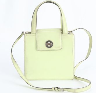 Bulgari Lime Yellow Leather Handbag Shoulder Bag Tote Bag (Pre-Owned)