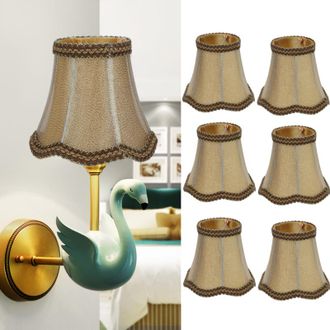 OEM Juego De 6 Pantallas De Tela Para L&aacute;mparas De Mesa, Compatibles Con L&aacute;mparas De Ara&ntilde;a Y Apliques De Pared Con Casquillo E14
