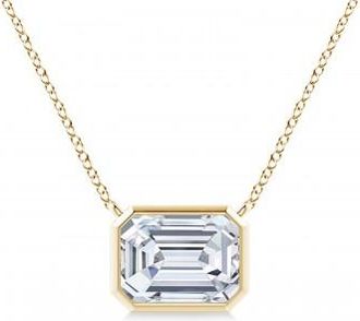 Allurez Lab Diamond Bezel Pendant Necklace 14K Yellow Gold (0.66ct)