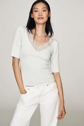 Maeve V-Neck Henley T-Shirt Top