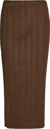 Pleats Please Issey Miyake Pleated Woven Midi Skirt - Brown - 5
