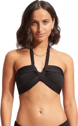 Seafolly Collective Halter Bandeau Bikini Top Womens Black Swimwear GBO3751